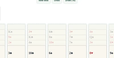 Golf Solitaire playing interface