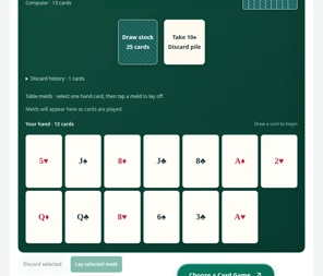 Rummy 500 playing interface